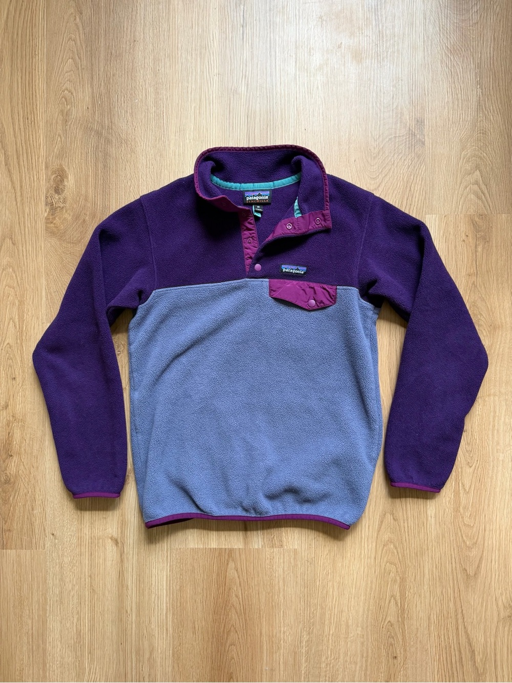 Patagonia Synchilla Snap-T Fleece Pullover - Dark Purple & Light Lavender